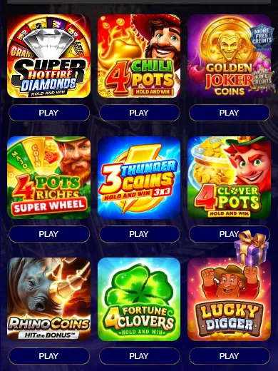 DeeSpin Casino on a phone DeeSpin Casino pokies lobby on a smartphone with a Play button under each game